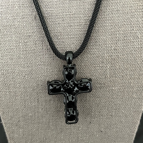 Black and Purple Cross Pendant Necklace - Picture 4 of 5